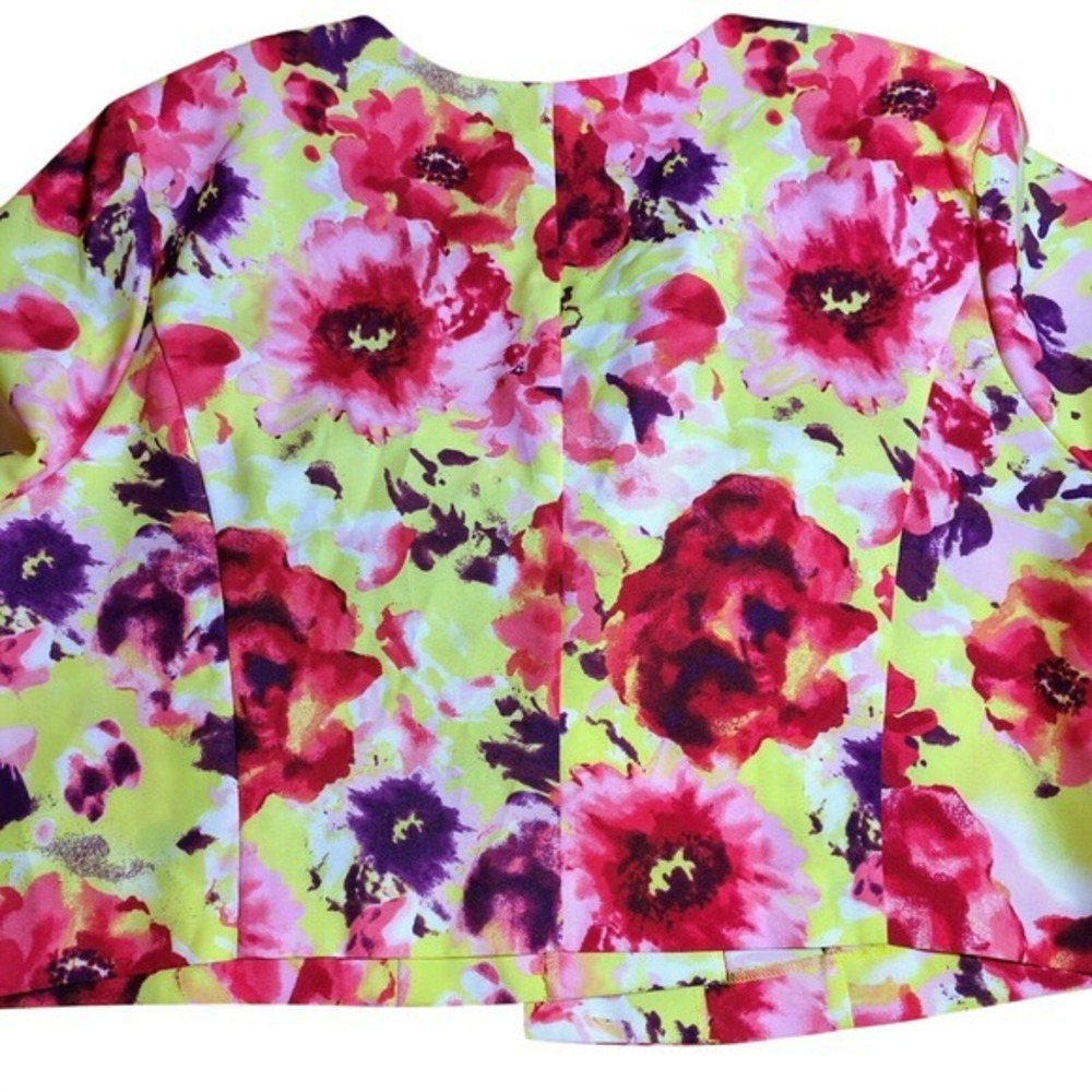 ROAMANS 32W plus‎ Floral Print Bolero Jacket Studded Neckline artsy colorful